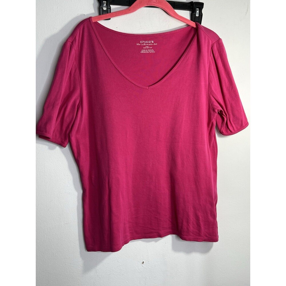 Chicos Womens 1 The Ultimate Tee Color Pink short Sleeve Top